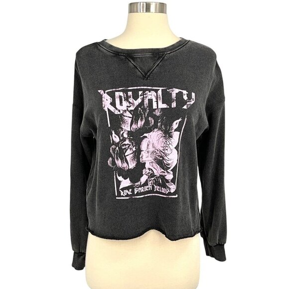 PAIGE Tops - Paige Raeanne Graphic Sweatshirt Washed Black Size XS Rose Garden Melody